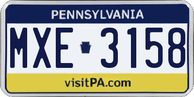 PA license plate MXE3158