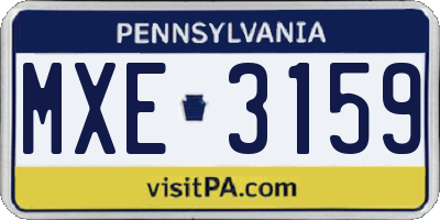 PA license plate MXE3159