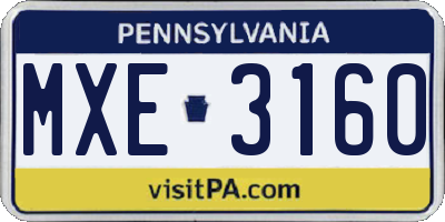 PA license plate MXE3160