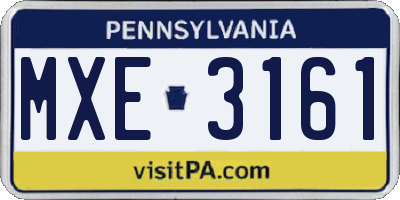 PA license plate MXE3161