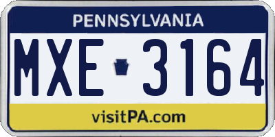 PA license plate MXE3164