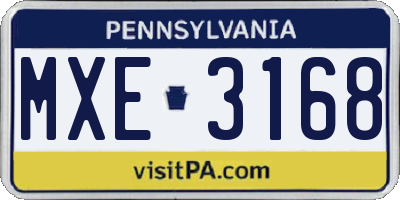 PA license plate MXE3168