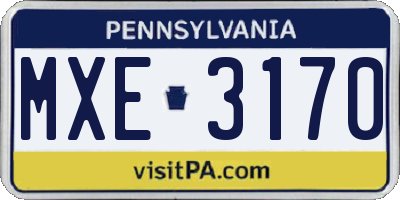 PA license plate MXE3170
