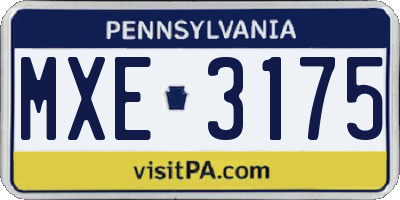 PA license plate MXE3175