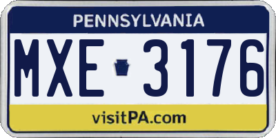 PA license plate MXE3176
