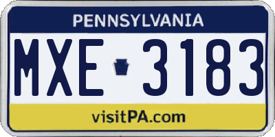 PA license plate MXE3183