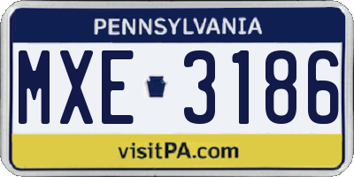 PA license plate MXE3186