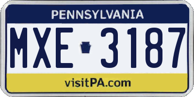 PA license plate MXE3187