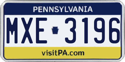 PA license plate MXE3196