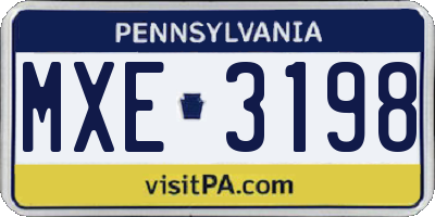 PA license plate MXE3198