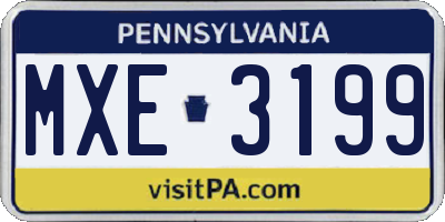 PA license plate MXE3199