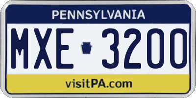 PA license plate MXE3200