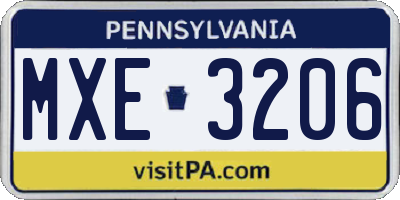 PA license plate MXE3206