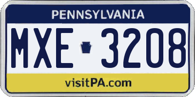 PA license plate MXE3208