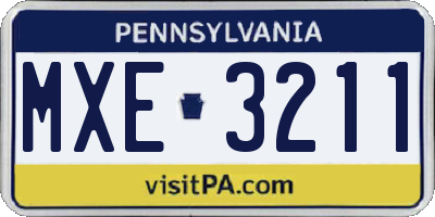 PA license plate MXE3211