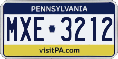 PA license plate MXE3212
