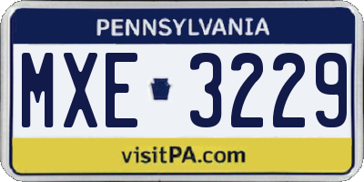 PA license plate MXE3229