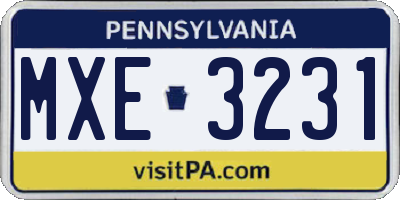 PA license plate MXE3231