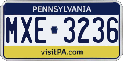 PA license plate MXE3236