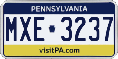 PA license plate MXE3237