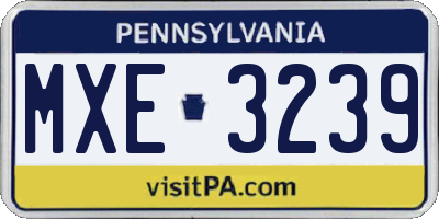 PA license plate MXE3239