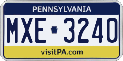 PA license plate MXE3240