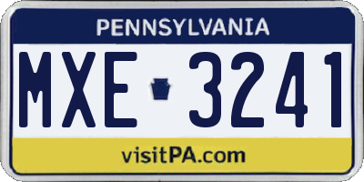 PA license plate MXE3241