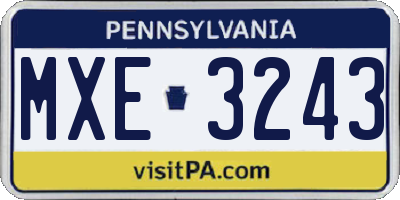 PA license plate MXE3243