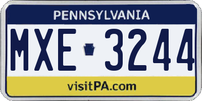 PA license plate MXE3244