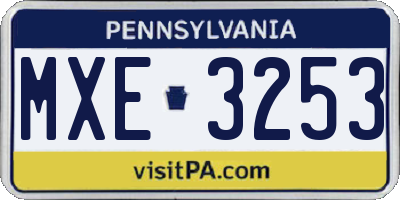 PA license plate MXE3253