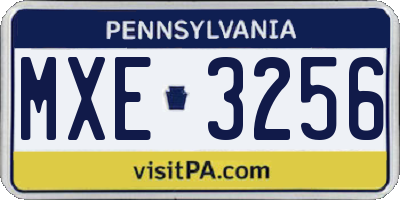 PA license plate MXE3256