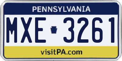 PA license plate MXE3261