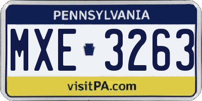 PA license plate MXE3263
