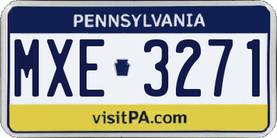 PA license plate MXE3271