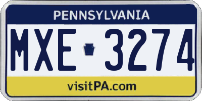PA license plate MXE3274