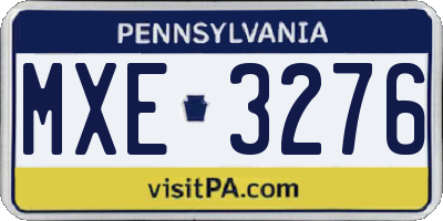 PA license plate MXE3276