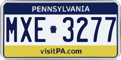 PA license plate MXE3277