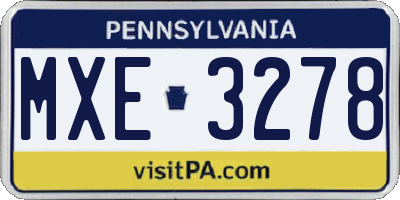 PA license plate MXE3278