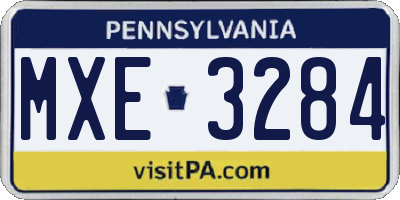 PA license plate MXE3284