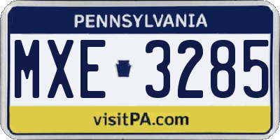 PA license plate MXE3285