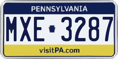 PA license plate MXE3287