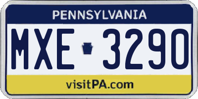 PA license plate MXE3290