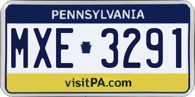 PA license plate MXE3291