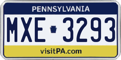 PA license plate MXE3293