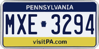 PA license plate MXE3294