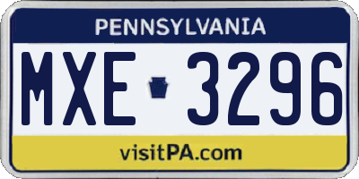 PA license plate MXE3296