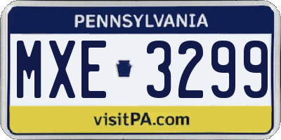 PA license plate MXE3299