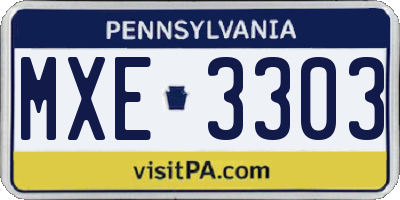 PA license plate MXE3303