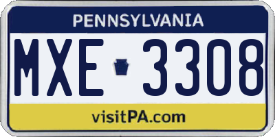PA license plate MXE3308