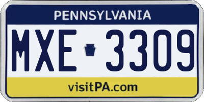 PA license plate MXE3309